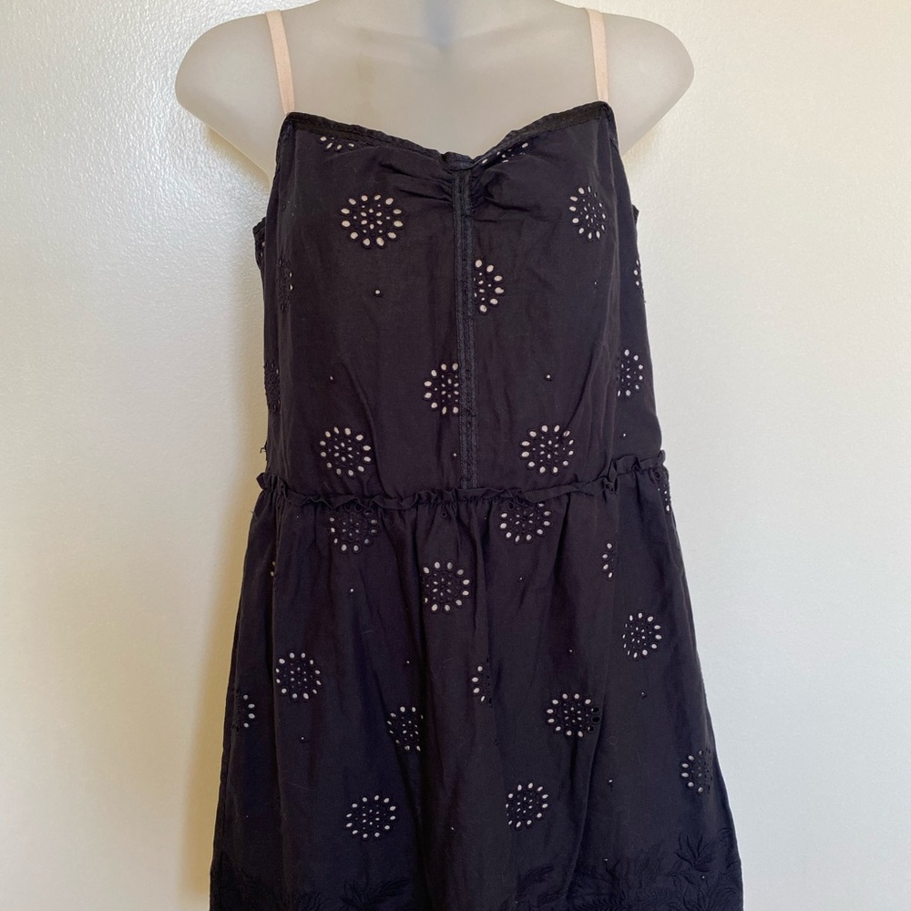 Juicy Couture Eyelet Black Dress Rare Vintage Size 6 Flower Lined Summer Spring